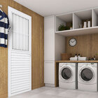 Porta Postigo de Giro Alumínio Branco Grade Vertical com Fechadura 2,10x0,86m Lado Direito Linha Home 3A Alumínio