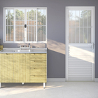 Porta Postigo de Giro Alumínio Branco Grade Vertical com Fechadura 2,10x0,86m Lado Direito Linha Home 3A Alumínio