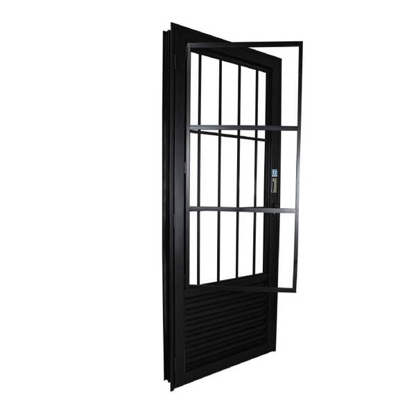 Porta Postigo de Giro Direito 1 Folha Alumínio Pintado Preto 2,15x0,84m Stander CRV