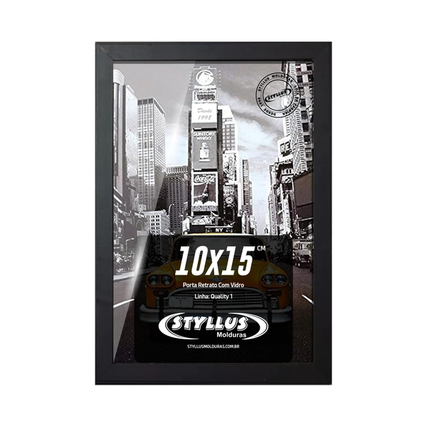 Porta Retrato 10x15cm Moldura Preta Lisa Fosca - Q1