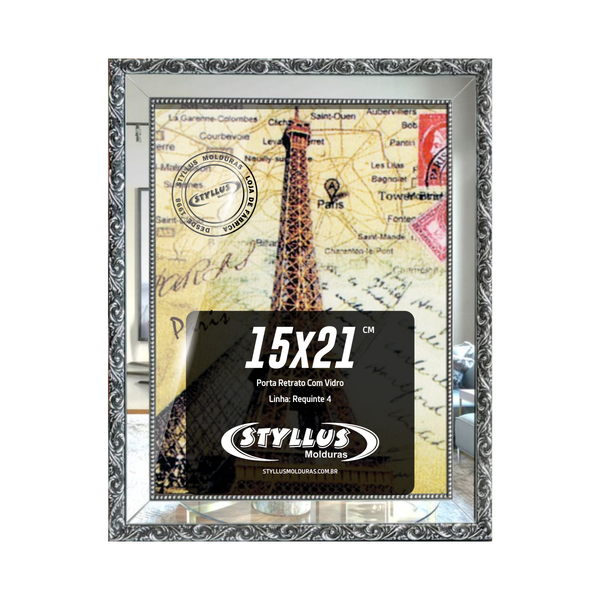 Porta Retrato 15x21cm Moldura Trabalhada Com Espelho - R4