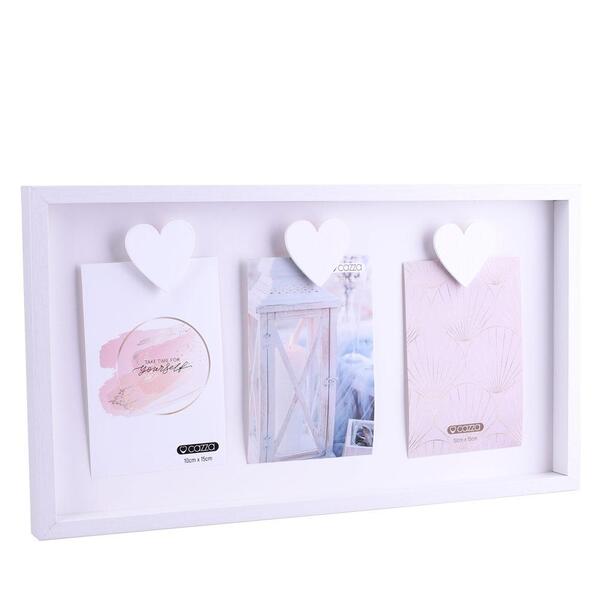 Porta Retrato 3 Fotos Mdf 10x15 Love Cazza Branco