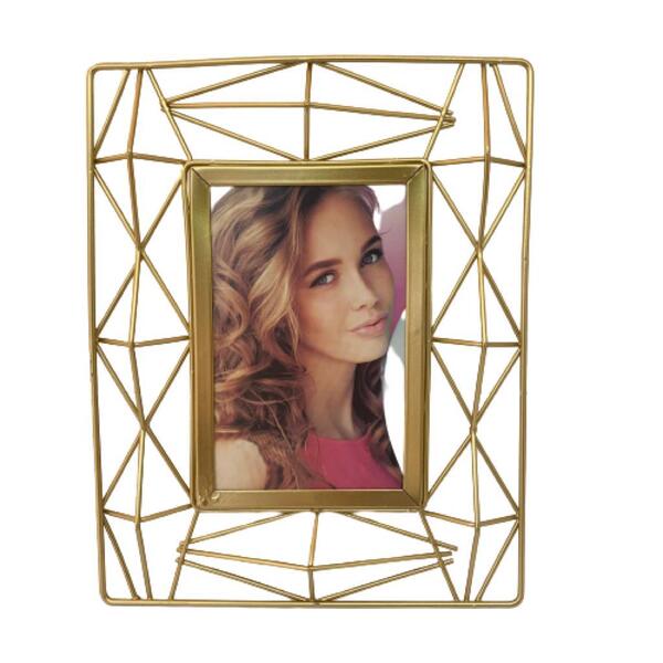 Porta Retrato 3d Dourado Moderno De Metal Aramado
