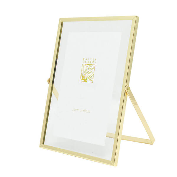 Porta Retrato Cavalete 13x18 De Metal Ouro
