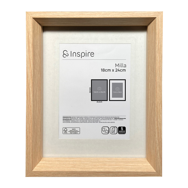 Porta Retrato com Vidro Milla Marrom 1 Foto 24x18cm Inspire