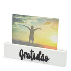 Porta Retrato De Madeira Display 10x15 Gratidão Branco