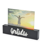 Porta Retrato De Madeira Display 10x15 Gratidão Preto