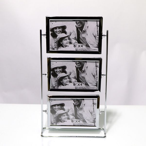 Porta Retrato De Mesa Em Metal Prata 6 Fotos