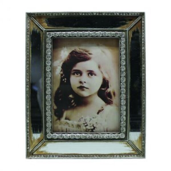 Porta Retrato De Resina C/ Acabamento Espelho E Dourado Enve