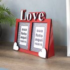 Porta-retrato Decorativo Em Mdf Vermelho E Branco Love - 10x1