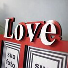 Porta-retrato Decorativo Em Mdf Vermelho E Branco Love - 10x1