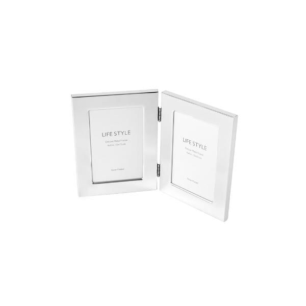 Porta-retrato Duplo De Aço Prestige 10x15 Prateado