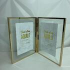 Porta Retrato Duplo Dourado De Metal