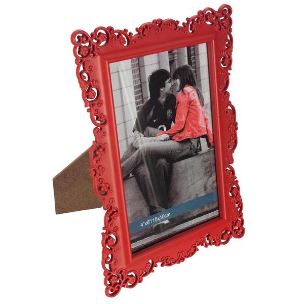 Porta Retrato Dynasty Laced Em Plástico 20x25cm Vermelho