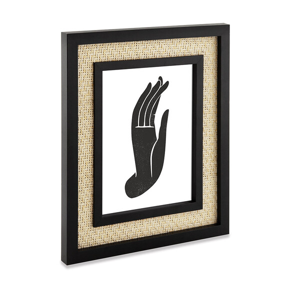 Porta Retrato Em Mdf Preto Com Rattan Palha 25x20 Cm D'rossi