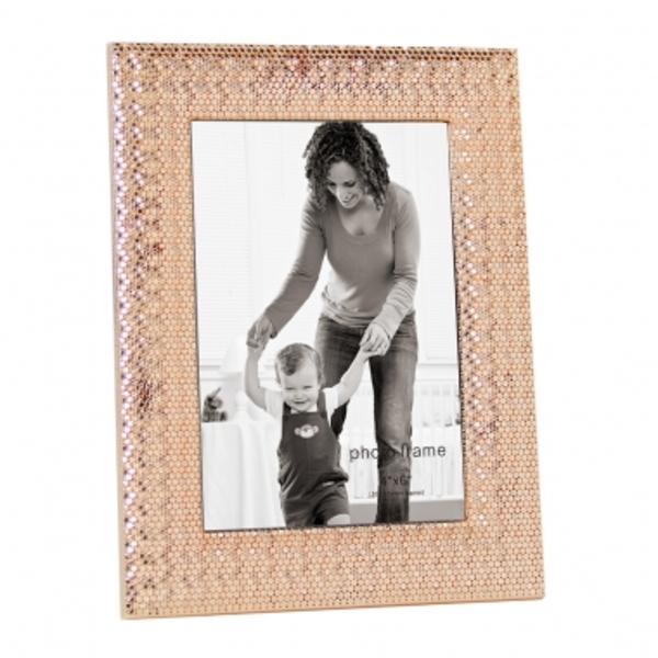 Porta Retrato Em Vidro E Metal Cobre 16 5cm X 2cm X 21 5cm