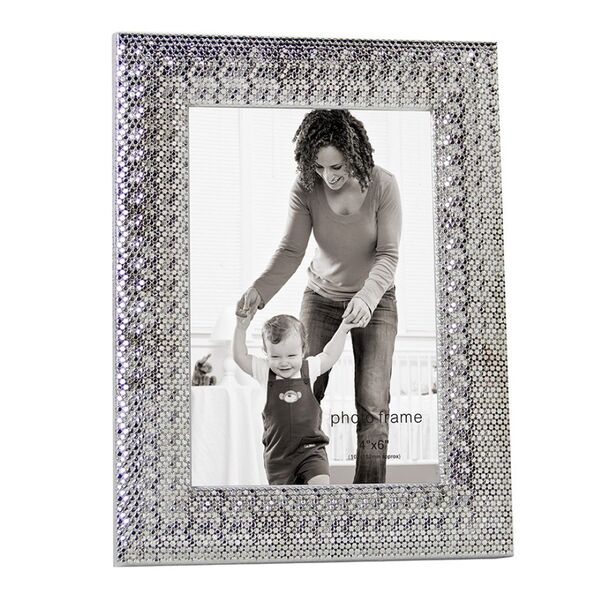 Porta Retrato Em Vidro E Metal Prateado 16 5cm X 2cm X 21 5c