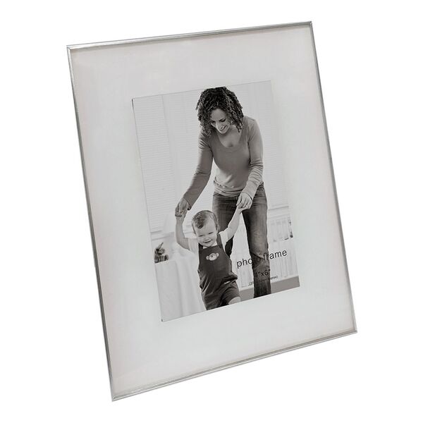 Porta Retrato Em Vidro E Metal Prateado 18cm X 1cm X 23cm