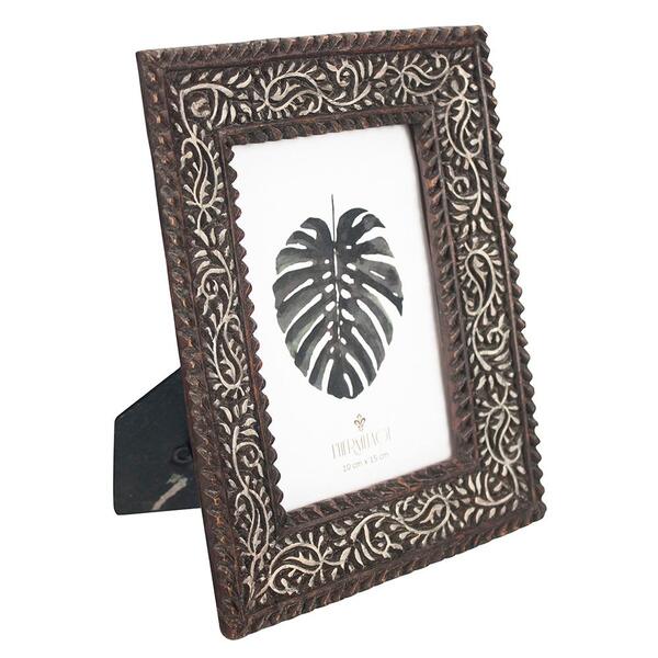 Porta Retrato L Hermitage Arabesco Em Resina Cor Marrom