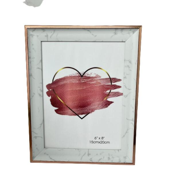 Porta Retrato Luxo Estampa Marmorizada E Detalhe Rose Gold