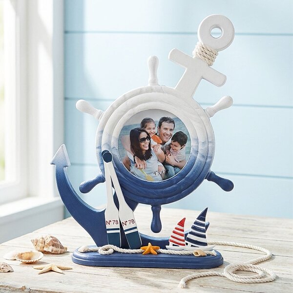 Porta Retrato Mesa Timão Decoração Casa De Praia Oceano 4x4