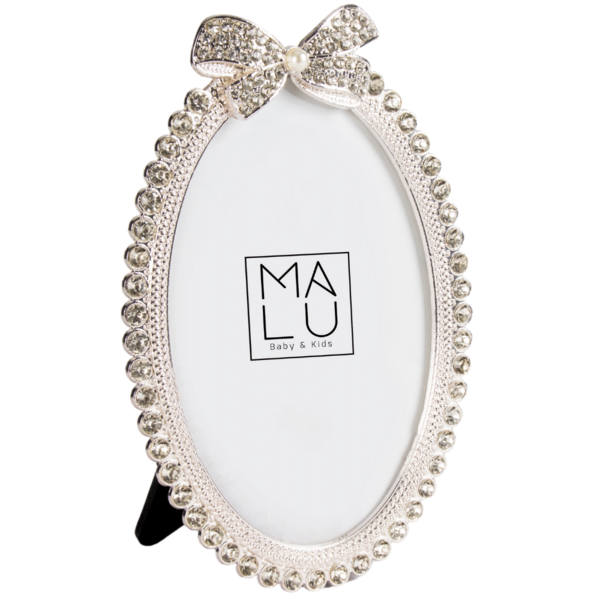 Porta Retrato Metal Oval Laço/strass