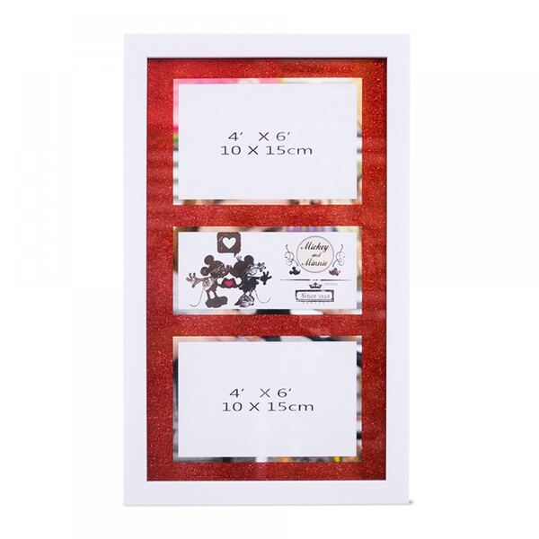 Porta Retrato Moldura Branca Para 2 Fotos 10x15cm Mickey &amp