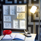 Porta Retrato Multifotos Madeira e Vidro Cinza 43x43cm