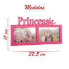 Porta Retrato Mural Duplo Princesa Rosa 10x15cm