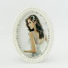 Porta Retrato Oval Pérola Strass Luxo 10x15cm