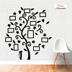 Porta Retrato Parede Mdf-preta Com Folhas E Flores Verdes