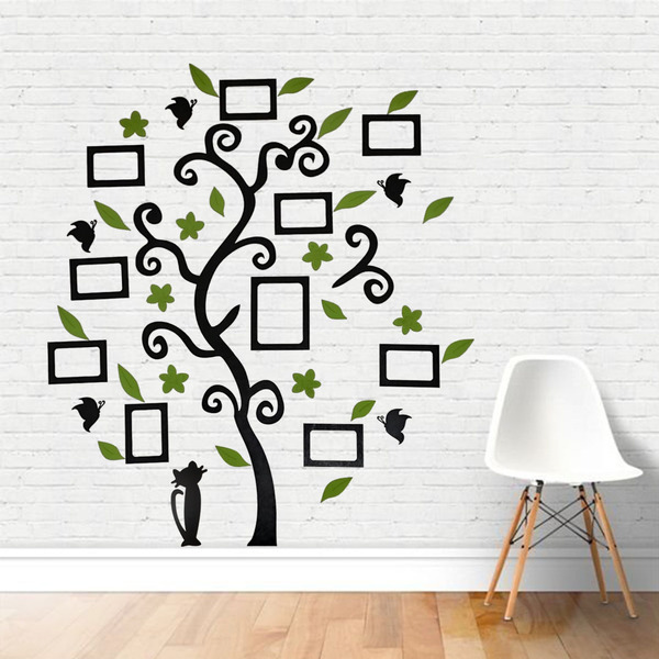 Porta Retrato Parede Mdf-preta Com Folhas E Flores Vermelhas