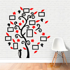 Porta Retrato Parede Mdf-preta Com Folhas E Flores Vermelhas