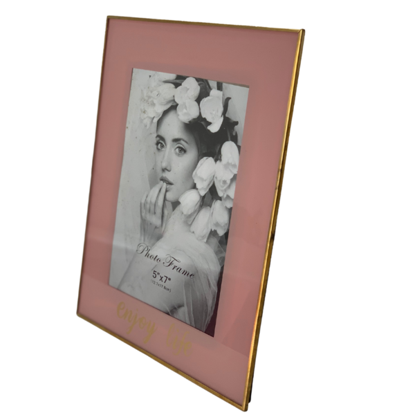 Porta Retrato Rosé Com Detalhes Dourados Grande