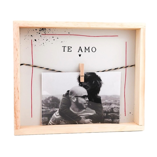 Porta Retrato Te Amo - Moldura Pinus 10x15 Ou Polaroid