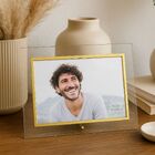 Porta Retrato Vidro Borda Dourada Para Fotos 15x20 Horizontal