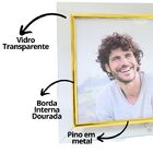 Porta Retrato Vidro Borda Dourada Para Fotos 15x20 Horizontal