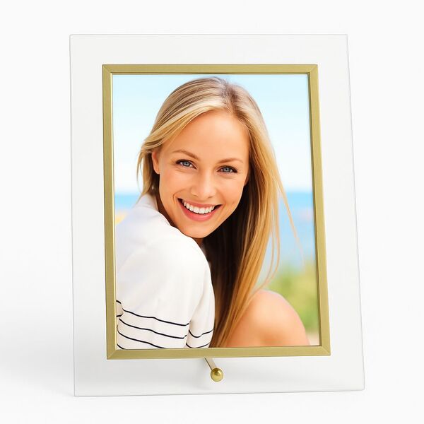 Porta Retrato Vidro Filete Dourado Prime Para Fotos 15x20 Ver