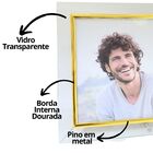 Porta Retrato Vidro Reto Prime Borda Dourada 15x20 Horizontal