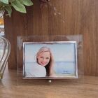 Porta Retrato Vidro Reto Prime Borda Prata 10x15 Horizontal -