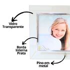 Porta Retrato Vidro Reto Prime Borda Prata 10x15 Horizontal -