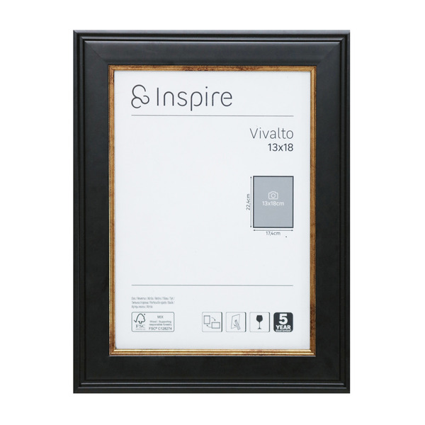 Porta Retrato Unifoto Vivalto Preto 13x18cm Inspire