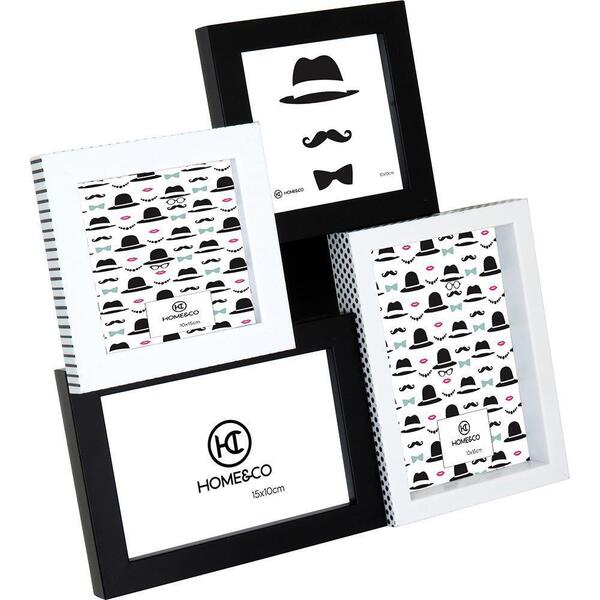 Porta Retratos 4 Fotos Plástico Preto Home&co Maddie Decor