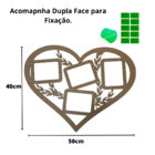 Porta Retratos Coração 4 Fotos Em Mdf Natural