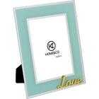 Porta Retratos Milos Vidro Azul Para Decoração Sala 13x18cm