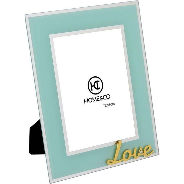 Porta Retratos Milos Vidro Azul Para Decoração Sala 13x18cm