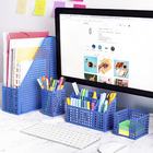 Porta Revistas de Mesa Metal Azul Oikos