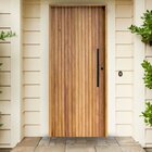 Porta Ripada Cedro Batente 14 Fechadura Rolete Puxador Barra