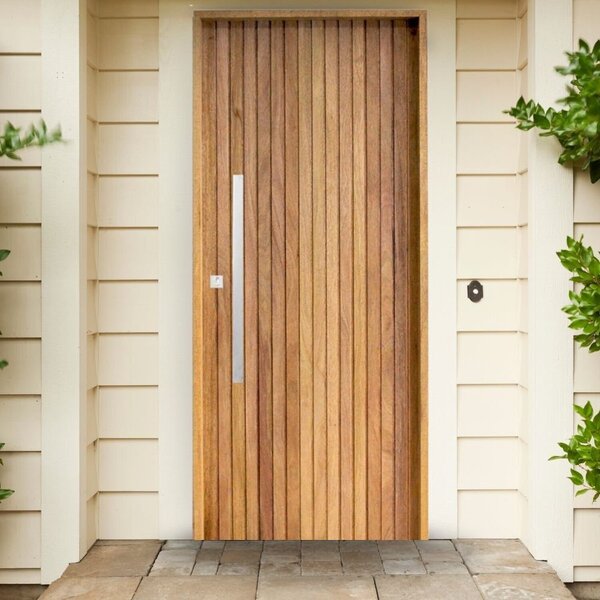 Porta Ripada Cedro Batente 14 Fechadura Rolete Puxador Tubo 6