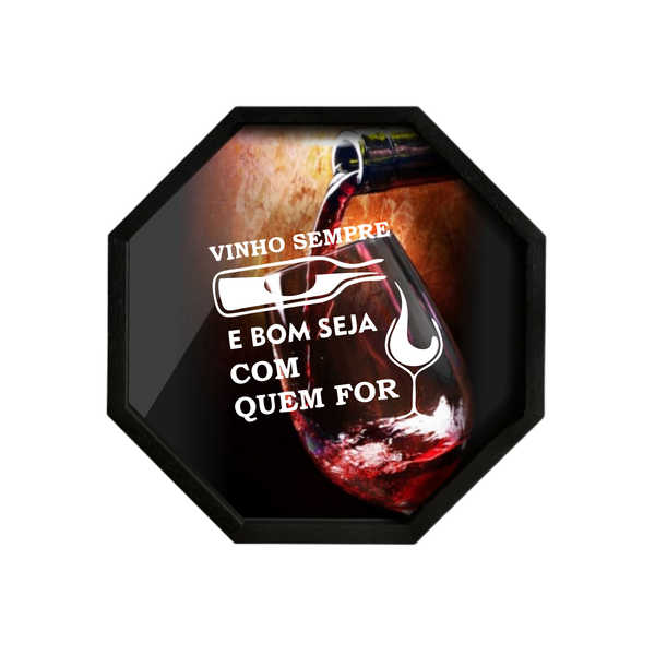 Porta Rolha/tampa Oitavada Em Madeira 40x40 Preto V603 - V3